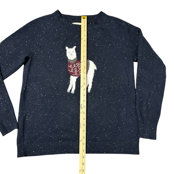 Loft Llama Sweater Size M Navy Blue White Holiday Christmas Cozy Soft - Picture 8 of 8